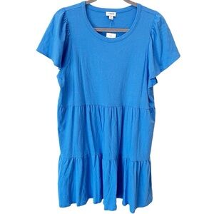 J. Crew Electric Blue Tiered Cotton Mini Dress